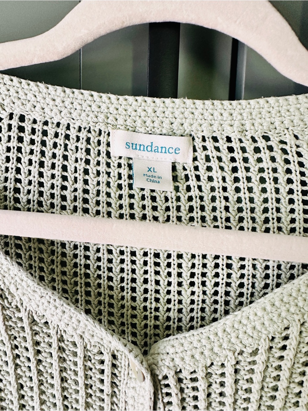 Sundance Light Sage Crochet Button-Up Cardigan - Picture 2 of 5